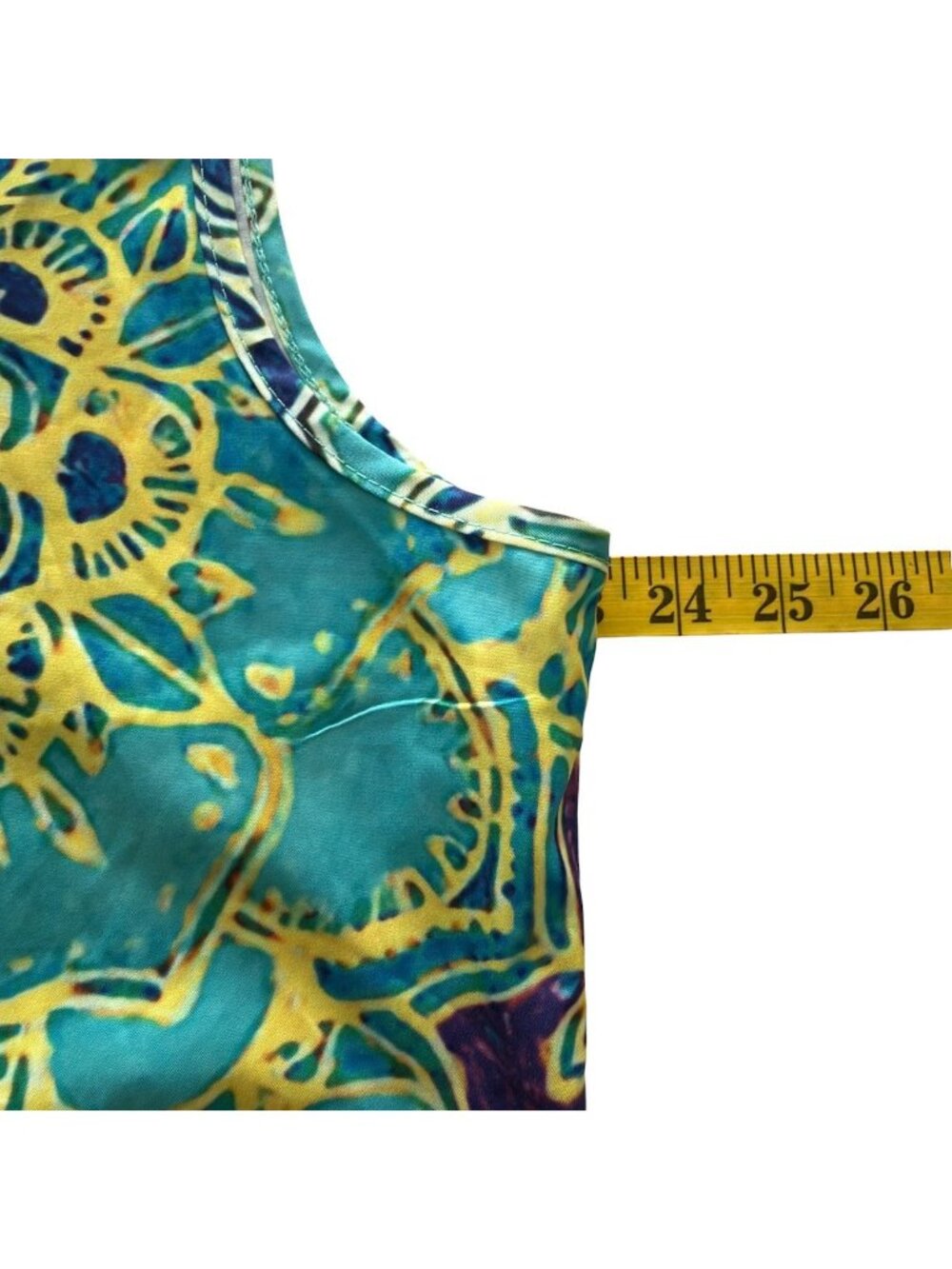 Vintage Womens 3XL Maxi Dress Sleeveless Vibrant Green Blue Yellow Floral Shift - Picture 11 of 16